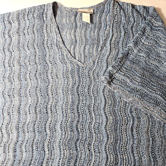 Catherines Womens 4X Sweater Plus Blue, Purple, Gray Short Sleeves Loose Knit - Picture 3 of 6